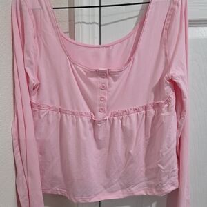 Chic Pink Long Sleeve Women's Top